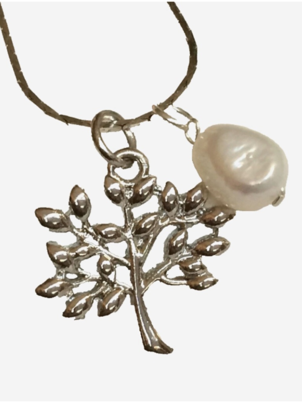 Tree of Life Necklace Celtic Silver Plated 18" Peace White Freshwater Pearl